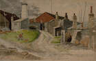 Ernest Eric Newton, British 1901-1970- The Oyster Sheds, Whitstable; watercolour and charcoal...