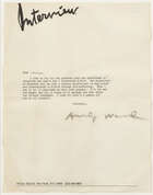 
	
		Andy Warhol,
		American 1928-1987-
		 
		Typed Letter, 1979;
		 
		typewritten letter...