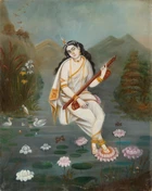 Bengal school,  early 20th century,
Saraswati,  oil on canvas,
51 x 40.5cm.
Provenance:...
