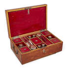 
	
		A George III satinwood fitted toilet box, with ebony stringing, the extensively fitted...