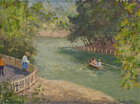 
	
		Alan Stenhouse Gourley PROI, 
		British 1909-1991 - 
		 
		River scene; 
		 
		oil...