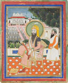 
	
		A portrait of Maharaja Ranjit Singh on a terrace, Sikh school, North India, circa 1850,...