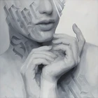 Sagaz, Brazilian b.1988- Handz, 2021; oil on canvas, signed verso, sheet: 80 x 80cm, 