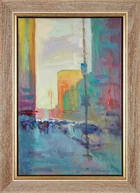 To Be Sold with No Reserve: Jerry Fresia, American b.1948 - City street scene; oil on canvas,...
