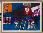 
	
		Alan Davie,
		Scottish 1920-2014-
		 
		Foxwatch (orange) XXI & V, 1970;
		 
		two...