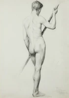 Henry Thomas Bosdet, British 1856-1934- 
Standing male nude seen from behind; 
pencil and...