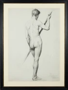 Henry Thomas Bosdet, British 1856-1934- 
Standing male nude seen from behind; 
pencil and...