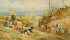 Follower of Myles Birket Foster RWS, British 1825-1899- 
Landscapes with families on a...