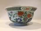 
	
		A Chinese porcelain boy and chicken bowl, 19th century, painted in famille verte enamels...