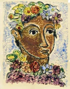 Basil Rákóczi, British/French 1908-1979 - Flower Girl, 1958; ink and monotype on paper, signed...