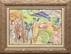 Marc Gimat, French 1912-1969 - Au marché;oil on paper laid down on canvas, signed lower left...