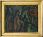 Leslie Marr, British 1922-2021 - Figures in a forest, 1946; oil on canvas, signed and dated on...