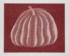 After Yayoi Kusama, Japanese, b.1929- 
Blue pumpkin, green pumpkin, dark red pumpkin, black...