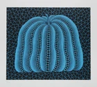 After Yayoi Kusama, Japanese, b.1929- 
Blue pumpkin, green pumpkin, dark red pumpkin, black...