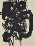 
	
		Henry Cliffe, 
		British 1919-1983- 
		Untitled composition, 1959; 
		black ink and wash,...