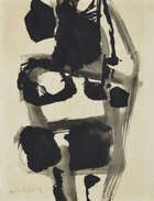 
	
		Henry Cliffe, 
		British 1919-1983- 
		Untitled composition, 1959; 
		black ink and wash,...