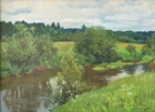 Albert Gennadevic Zabagrin, Russian 1936-2014 - River Meza, Kostroma, 1991; oil on canvas, signed...