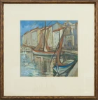 Elsie Henderson, British 1880-1967 - Harbour, South of France; gouache and pencil on paper,...