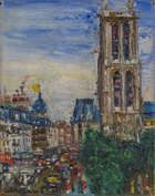 
	
		Lucien Genin, 
		French 1894-1953- 
		 
		Tour St Jacques et rue de Rivoli, Paris;...