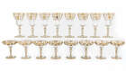 
	
		A suite of Continental cut-glass hosting table wares, in the style of Moser, 20th...
