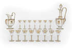 
	
		A suite of Continental cut-glass hosting table wares, in the style of Moser, 20th...