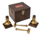 
	
		A Masonic working tools presentation box, early 20th century, to include: wood gavel,...