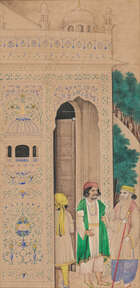 Bishan Singh (1836-1900) attributed, Worshippers at a shrine, probably Amritsar, North India,...
