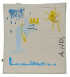 Andi Fischer, German b.1987- Tow Tote Bags, 2021; unique pen drawings with screen printed...
