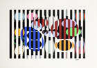 
	
		Yaacov Agam, 
		Israeli b.1928- 
		 
		2 + 3 = 4;
		screenprint in colour on pvc laid...