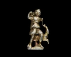 A silver-gilt fibula of Diana the huntress and a leaping deer,Possibly Roman, with signs of...