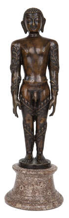 
	
		A bronze sculpture of the Jain hero Bahubali, India, Karnataka, late 19th century,...