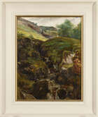 Colin Hunter, ARA RE RI ROI RSW, 
Scottish 1841-1904- 
Glen Scene; 
oil on board, signed on the...