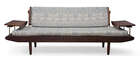 
	
		R.W Toothill, 
		 
		&#39;Wentworth&#39; sofa, circa 1960, 
		Afromosia, brass, lacquered...