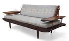 
	
		R.W Toothill, 
		 
		&#39;Wentworth&#39; sofa, circa 1960, 
		Afromosia, brass, lacquered...