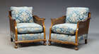 
	
		A mahogany and caned bergere suite, early 20th Century, comprising three seater sofa,...