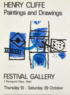 
	
		Henry Cliffe, 
		British 1919-1983- 
		Composition in blue and black; 
		lithograph...