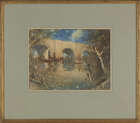 
	
		Ruston Vicaji, 
		British/Indian 1856-c.1928 - 
		 
		Harbour scene; 
		 
		pastel...