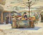 
	
		Flora MacDonald Reid, 
		Scottish 1861-1938 - 
		 
		The Market Place, Verona;...