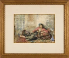 Vincenzo Loria (Italian, 1850-1939),Odalisque, 1880
Watercolour over pencil heightened with gum...