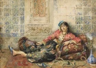 Vincenzo Loria (Italian, 1850-1939),Odalisque, 1880
Watercolour over pencil heightened with gum...