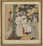
	
		Three Chinese figurative paintings, 19th century, ink and colour on silk, depicting...