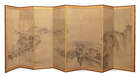 A Pair of Japanese Eight-Panel Screens, After Sesson Shukei, 17th century, ink on paper, each...