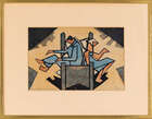 
	
		Claude Flight, 
		British 1881-1955- 
		 
		Getting Up; 
		 
		linocut in colours...