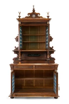 A stained glass and wood cupboard, Possibly workshop of Giuseppe Parvis, Cairo, Egypt, retailed...