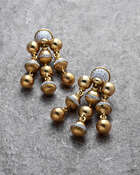 
	
		A pair of diamond ball drop chandelier earrings, the rounded pave diamond tops to three...