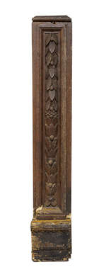 
	
		A pair of Continental carved figural oak pilasters, 19th century, with angel heads with...