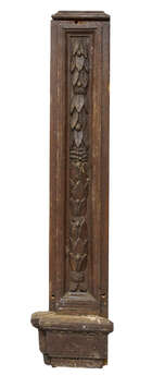 
	
		A pair of Continental carved figural oak pilasters, 19th century, with angel heads with...