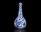 A blue, white, black and possibly manganese pyriform pottery bottle, Qajar Iran, 19th...