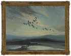 
	
		Vernon de Beauvoir Ward ARBA, 
		British 19051985 - 
		 
		Geese in flight at sunset,...