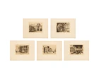 Charles Oliver Murray, British, 1842-1923 
Five views of Oxford Colleges;
The Chapel, Front...